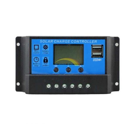 FVE Solárny regulátor PWM VOLT 12-24V/10A+USB pre Pb batérie